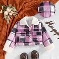 thumbnail image 6 of LYMAYTER Kids Girls Jacket Fall Winter Long Sleeve Plaid Outerwear Toddler Warm Cardigan Coat for 3-6 Years, 6 of 7