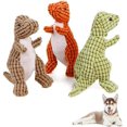 thumbnail image 5 of Juguetes para perros de dinosaurio de peluche, dibujos animados lindos, mascotas chirriantes, juguetes molares masculinos de dibujos animados interactivos para perros grandes, cachorros que juegan, accesorios para mascotas (naranja) oso de fresa Electrónica, 5 of 5
