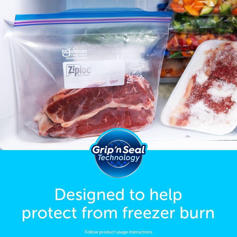 Ziploc® Freezer Bags with Stay Open Technology, Large, 76 Bags
