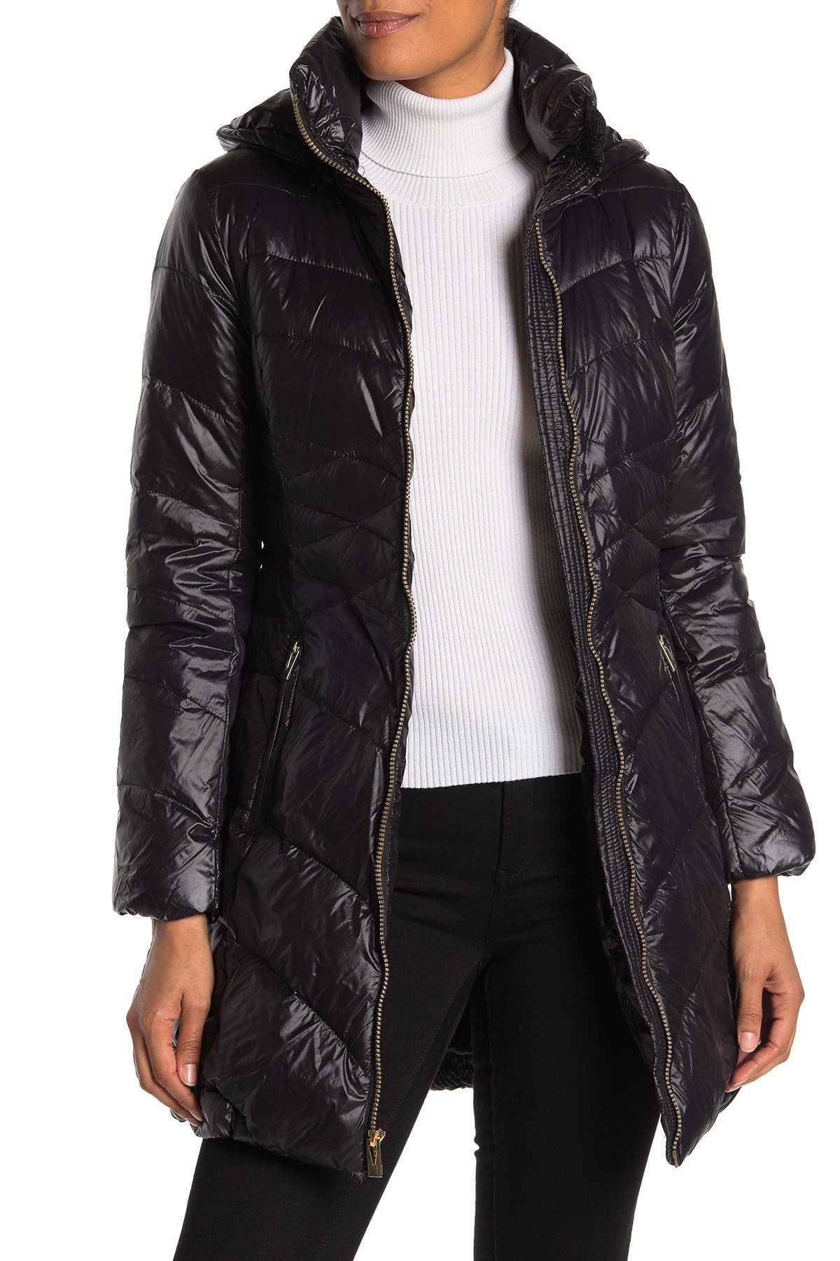 Via Spiga Quilted Puffer Jacket L Black 