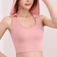 thumbnail image 4 of yunLCZ Square Neck Tank Top Women's New Back Anti Glare Hooded Versatile Fitness Fixed Cup With Chest Cushion Yoga Sports Vest Summer Sleeveless Tops, 4 of 4