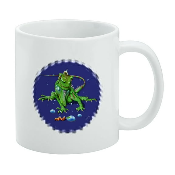 Rainforest Iguana and Caterpillar White Mug