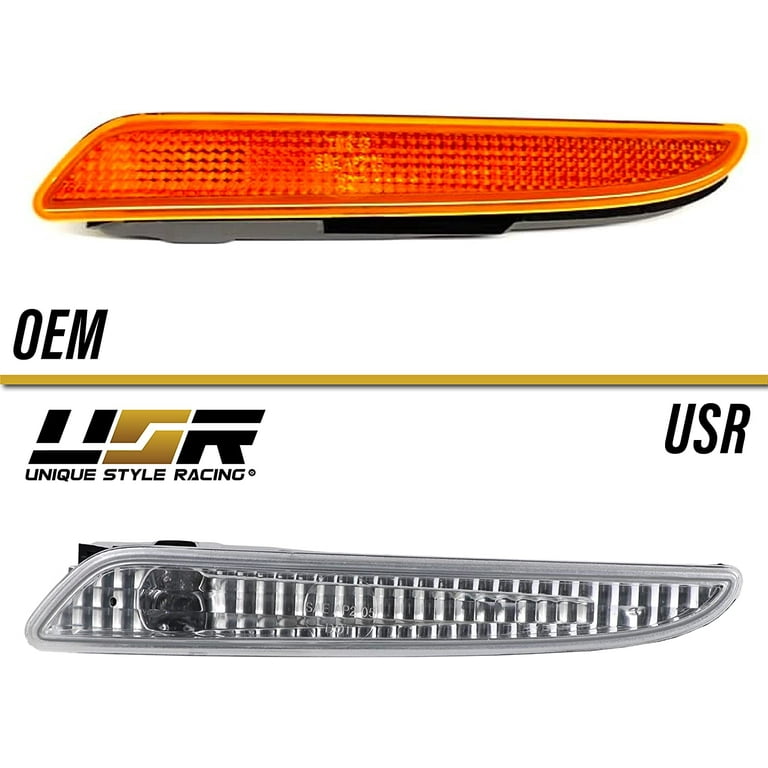 USR 07-09 W211 Side Marker Lights - Front Bumper Sidemarker Lamps (Left +  Right) Compatible with 2007-2009 Mercedes Benz E Class W211 E280/E320/E350/ E550/AMG E63 (Euro CLEAR Lens, Plug and Play) 