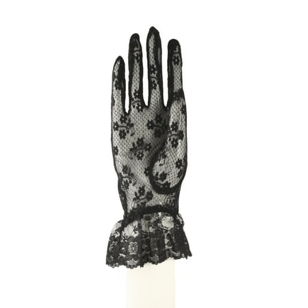 Lace Gloves with Wrist Ruffle - White, Black, Red, Ivory