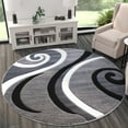 thumbnail image 3 of BizChair High Quality Hand Carved Area Rug Modern Contemporary Grey White Black (8 Feet X 8 Feet) Round, 3 of 7