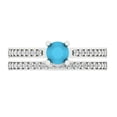 thumbnail image 2 of Clara Pucci 18K White Gold Round Cut 0.5Ct Simulated Turquoise Engagement Ring + Matching Band - Luxury Box Included, 2 of 7