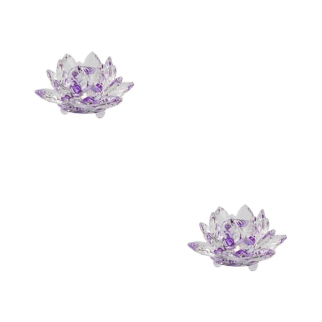 Billuyoard Cristal Cristal Flor de loto Minerales Pisapapeles Cristales Flores Colección decorativa Figuras para el hogar Púrpura Púrpura 2Conjunto
