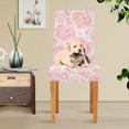 thumbnail image 6 of Pink Roses Dining Room Chair Covers Set of 4, Stretch Chair Slipcovers Removable Washable Chair Protector Cover for Kitchen, Dining Room, Holiday Party, Home Deco, 6 of 6