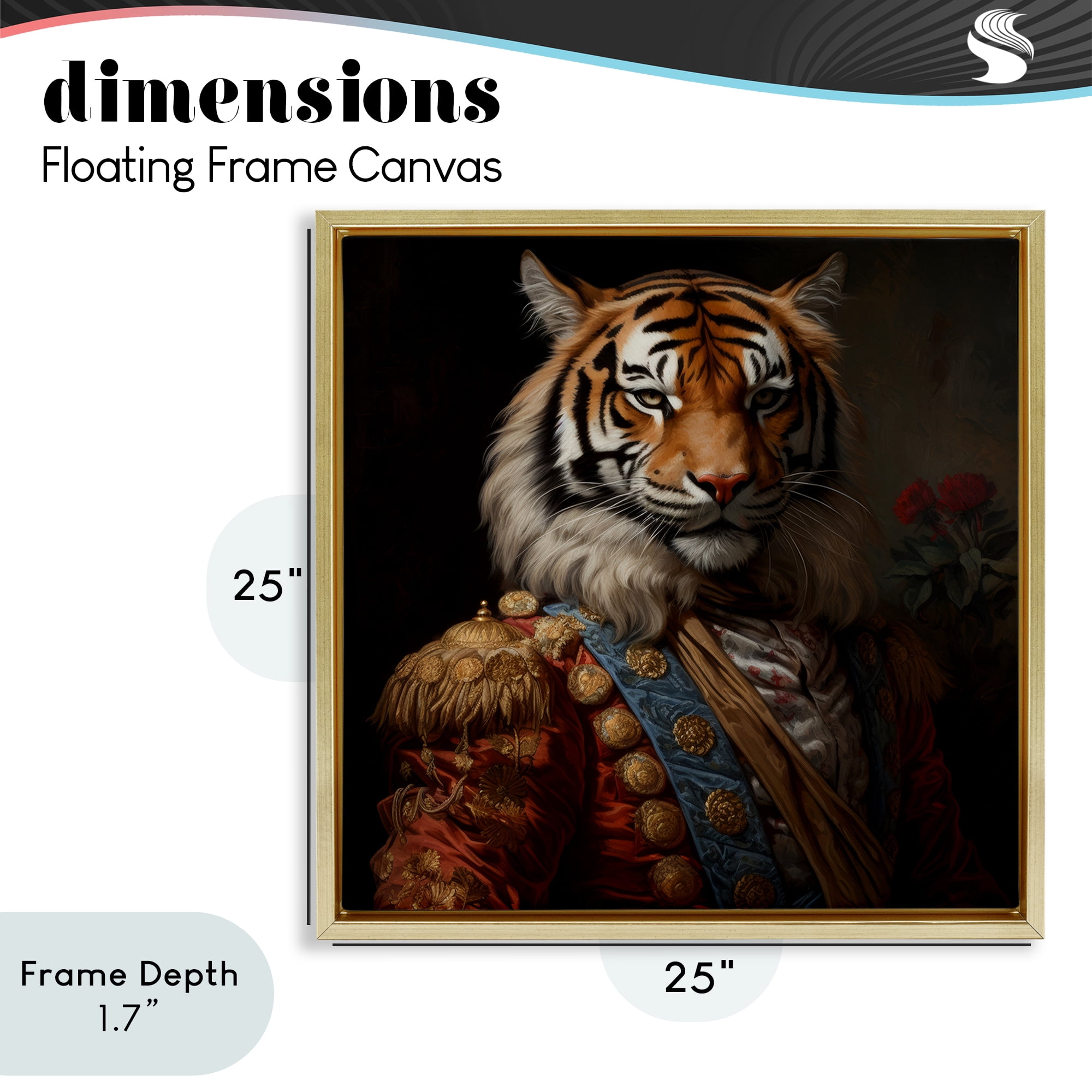 Stupell Industries Noble Tiger Transformation Gold Framed Floater Canvas Wall Art, design by Lazar Studio