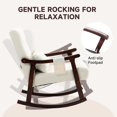 thumbnail image 3 of Upholstered Rocking Chair with Massage Lumbar Support,Page 2 Glider Chair with Side Pocket, Nursery Rocker with High Backrest,Rubber Wood Legs, Rocking Accent Armchair for Living Room Bedroom Nursery, 3 of 7