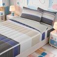 thumbnail image 3 of Erosebridal Geometric Line Pattern Zipper Twin Comforter Sets with Fitted Sheet and 2 Pillowcases,Boho Striped Zipper Bedding Set,Light Gray Reversible,4pcs, 3 of 7