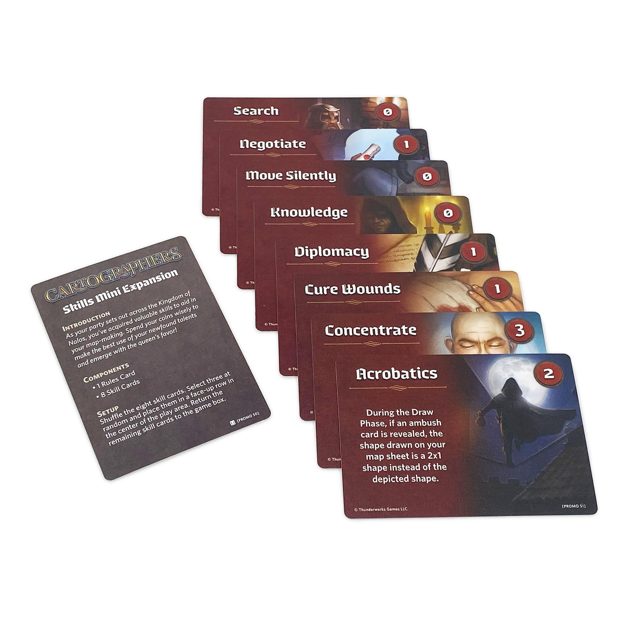 Thunderworks Games: Cartographers: Skills 1 Mini-Expansion - 8 New Skill Cards for Cartographers & Cartographer Heroes A Game of Fantasy Map Drawing