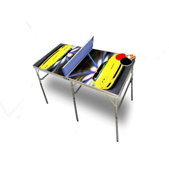 Yellow Corvette Portable Table Tennis Ping Pong Folding Table w/Accessories