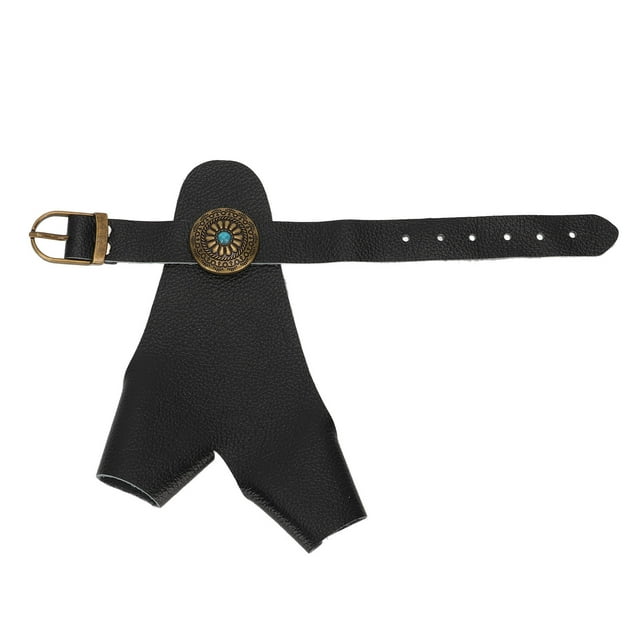 Guante de protección para tiro con arco de cuero sintético vintage con correa ajustable y remaches - Negro