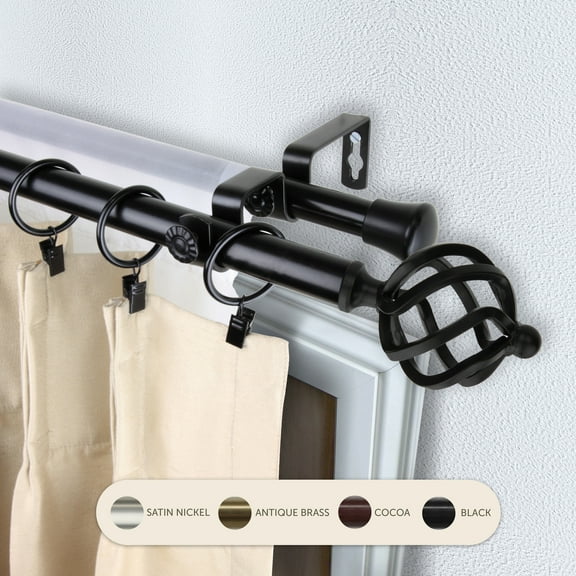 Domovina Curve 13/16" Double Curtain Rod-Color:Black,Size:28-48"