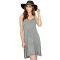 thumbnail image 3 of Made by Johnny Women's V-Neck Spaghetti Strap Tunic Short Dress XXXL HEATHER_GREY, 3 of 6