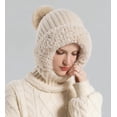 thumbnail image 2 of Vinsonshop 3 in 1 Beanie Hat for Women Ski Mask for Women Thermal Balaclava Winter Balaclava Warm Face Mask Knit Hood Neck Warmer Beige M, 2 of 4