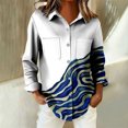thumbnail image 4 of QASIEATN Tops for Women Graphic Tees Casual Button Down V Neck Long Sleeve Shirts Ladies Summer Tops, 4 of 7