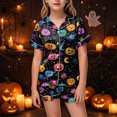 thumbnail image 2 of TOWED22 Halloween Pjs Girl Fall Button Up 2 Piece Pajama Sets Cute Lounge Short Sleeve Pajamas With Shorts,8-9 Y, 2 of 6