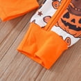 thumbnail image 6 of Weebloom Baby Boy Halloween Pumpkin Outfit Cartoon Pumpkin Face Printing Pullover Romper Jumpsuit Clothes 0-3 Months, 6 of 8