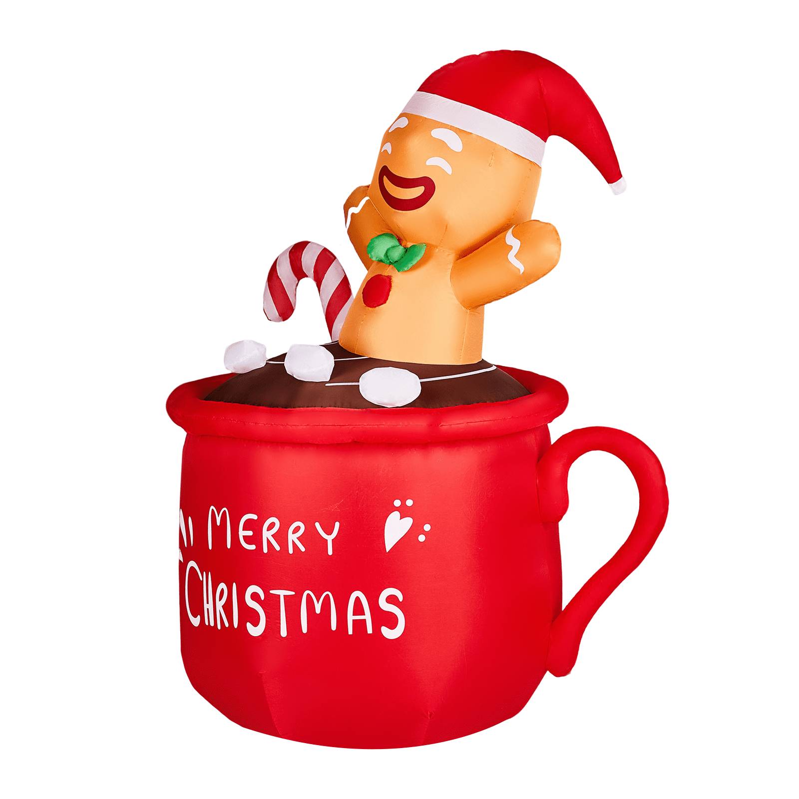 Astoutdoor 6.5 ft Lighted Christmas Inflatable Decoration, Gingerbread Man in Cup, Blow Up Yard Decor with Built-in LED Lights