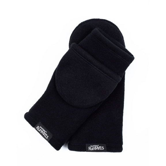 Double Velour Fleece RunMitts Black Medium