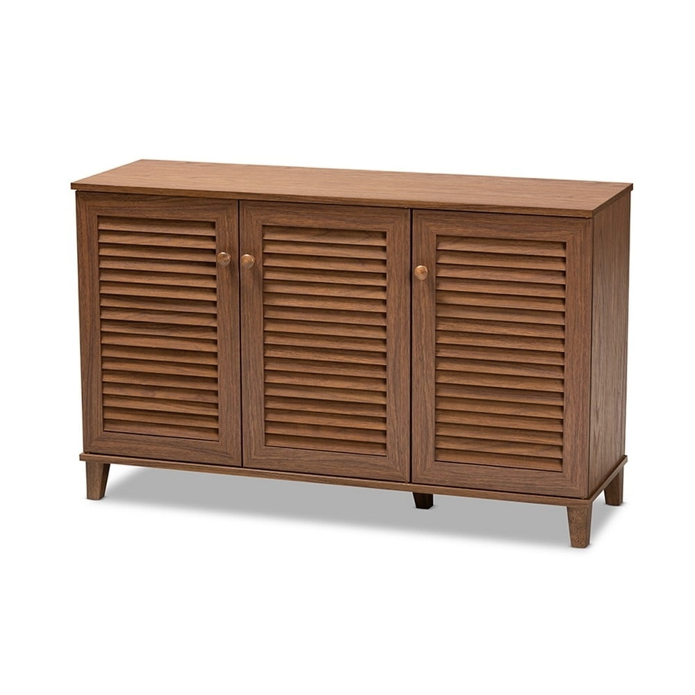 Baxton Studio Winda 3-Door Wooden Entryway Shoe Storage Cabinet