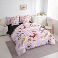 thumbnail image 3 of Manfei Cartoon Fox Owl Animal Bedding Comforter Set 7-Piece, Rustic Plant Botanical King Bedding Sets, Plum Bohemian Style Reversible Bed Sheets, Super Cozy Room Decor, 3 of 7