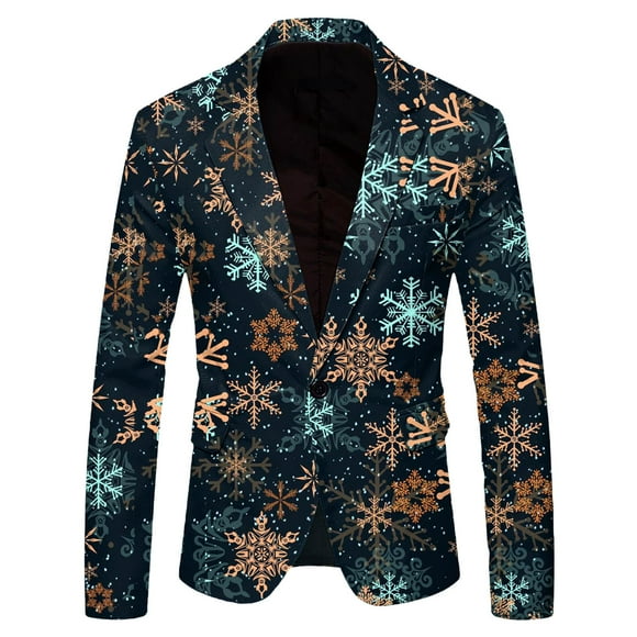 Men's & Suit Jackets Men 3 Cute Suit Slim Fit Suite for Man Santa Printed Pocket Lapel Casual Suits for Men Suits Men Button Suit for Christmas Mens Big And Tall Suits Mens Tan Suit
