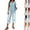 Sky Blue, variant on 2 Piece Capri Sets for Women Summer Plus Size Crew Neck Tops Floral Print Wide Leg Capris Pants Boho Beach Travel Outfits Navy XXL