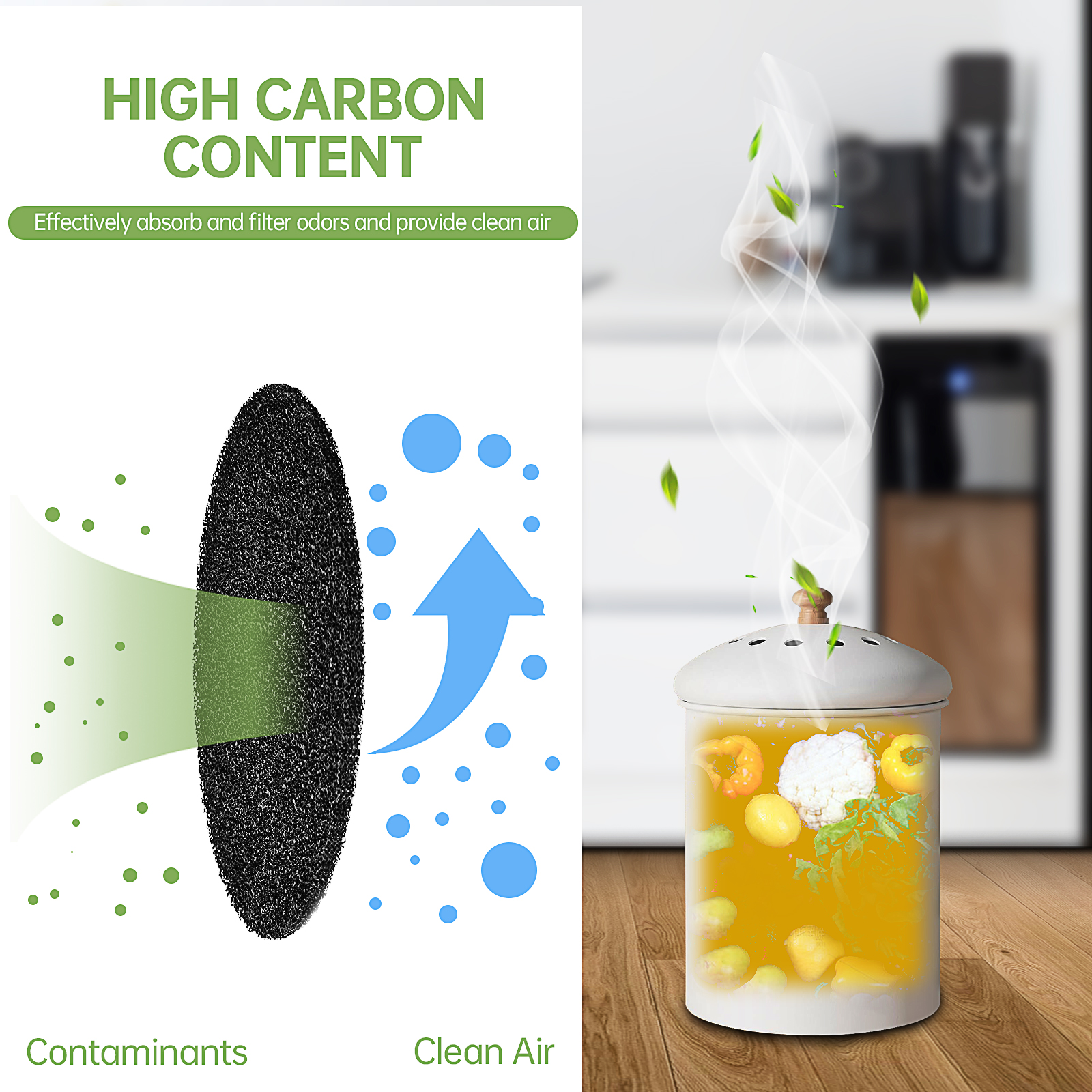 Recharges Charbon Actif Pour Composteur De Cuisine - Lot De 200 G - Absorption Des Odeurs, Compatible