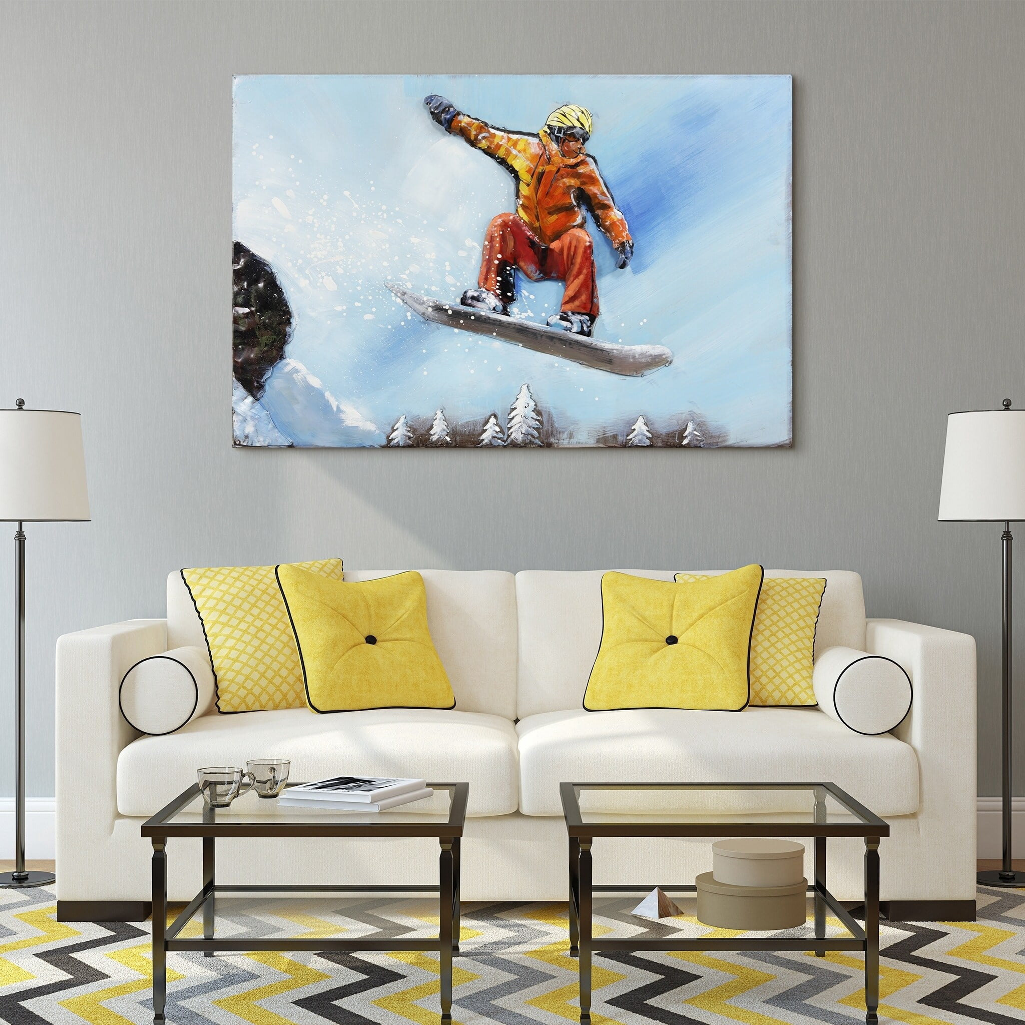 Empire Art Direct  32 x 48 in. Skateboarding Hand Painted Primo Mixed Media Iron Wall Sculpture 3D Metal Wall Art