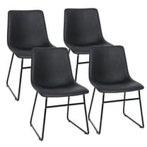 Set of 4 Faux Leather Dining Chair Kitchen Chair with Metal Frame Black