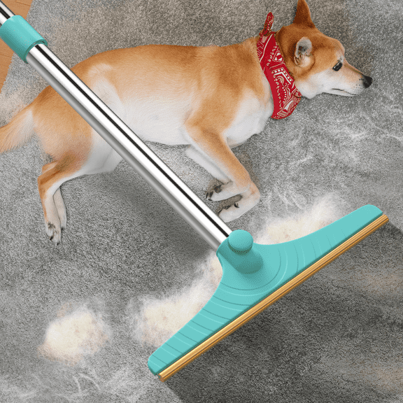 OPOLEMIN Carpet Rake for Pet Hair Removal, Reusable Dog and Cat Hair Remover Scraper with 45-Inch Handle for Rugs, Mats, and Couches