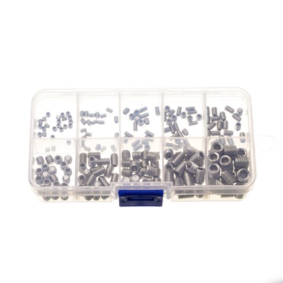 LEORX 200pcs Stainless Steel Screws M5 M6 M8 Flat Point Head Socket Screws Assortment Kit With Box