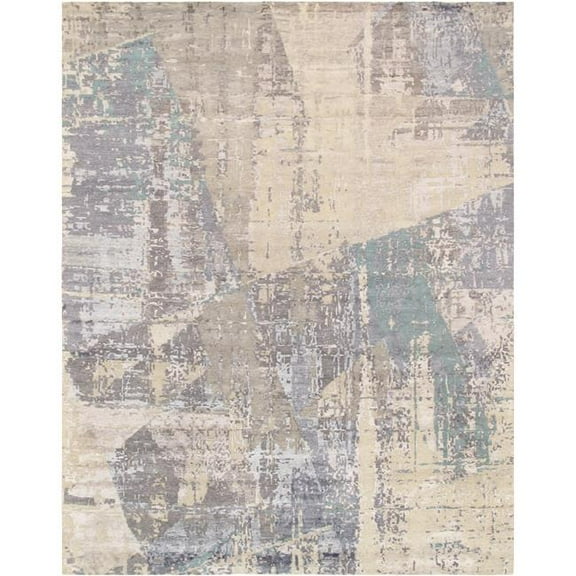 Modern Collection Hand-Knotted Grey Bsilk & Wool Area Rug- 8' 0' X 10' 1'
