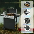 thumbnail image 3 of 4 Burner BBQ Propane Gas Grill, Holaki Stainless Steel 34,000 BTU Patio Garden Barbecue Grill with Two Shelves, Lid, Bottle Opener, Side Burner & Thermometer, 3 of 12