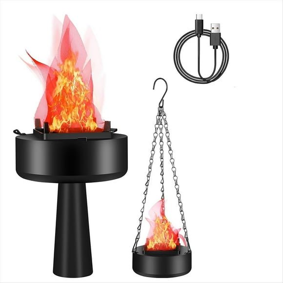 Fuego Falso 3D Recargable por USB, Luz de Fuego Falso Portátil, Lámpara de Llama Falsa Eléctrica.