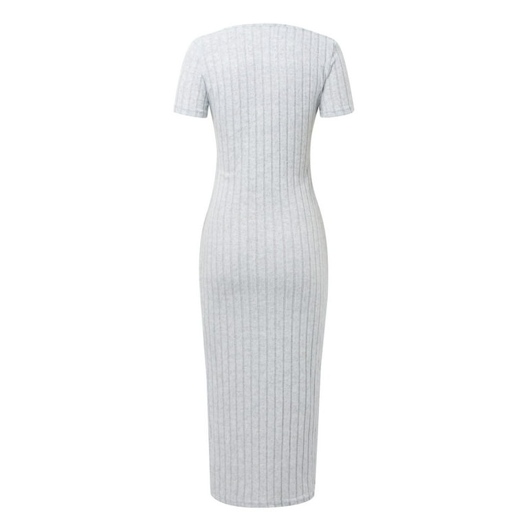 princess polly baby blue dress Hwmodou Women Dresses Summer Bodycon Casual Short Sleeve Simple Vacation  Square Neck Midi Dress Knit Side Slit Long Ribbed Dresses Summer Female  Sundress