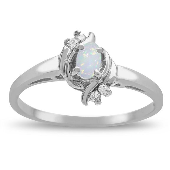 Star K � Small Oval 5x3mm Genuine Opal Bypass Ring