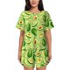 thumbnail image 1 of Fotbe Green Avocado Conjunto de Pijama Estampado para Mujer, 2 Piezas, Ropa de Dormir con Camiseta de Manga Corta y Shorts Suaves-Large, 1 of 6