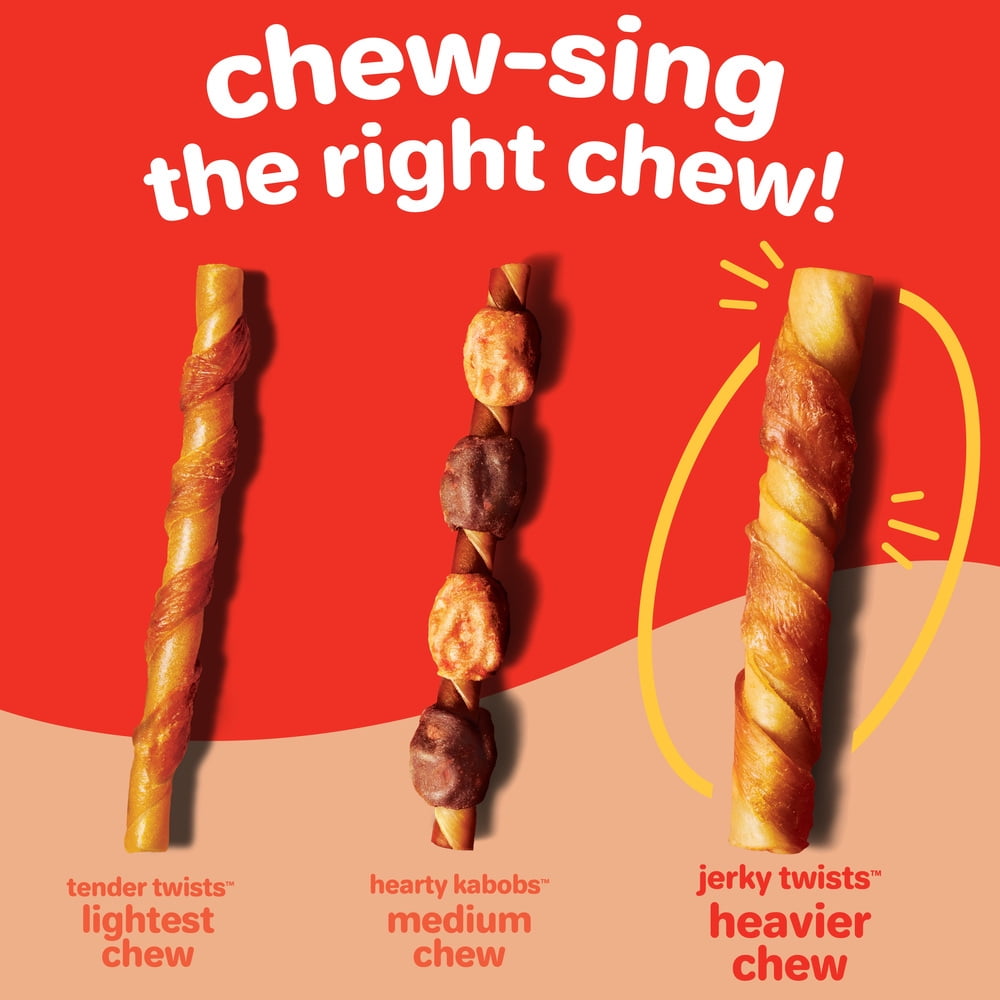 (4 pack) Hartz Oinkies Jerky Twists Chicken Wrapped Smoked Pig Skin Twists Dog Treats, Stick Treat (16 Count)