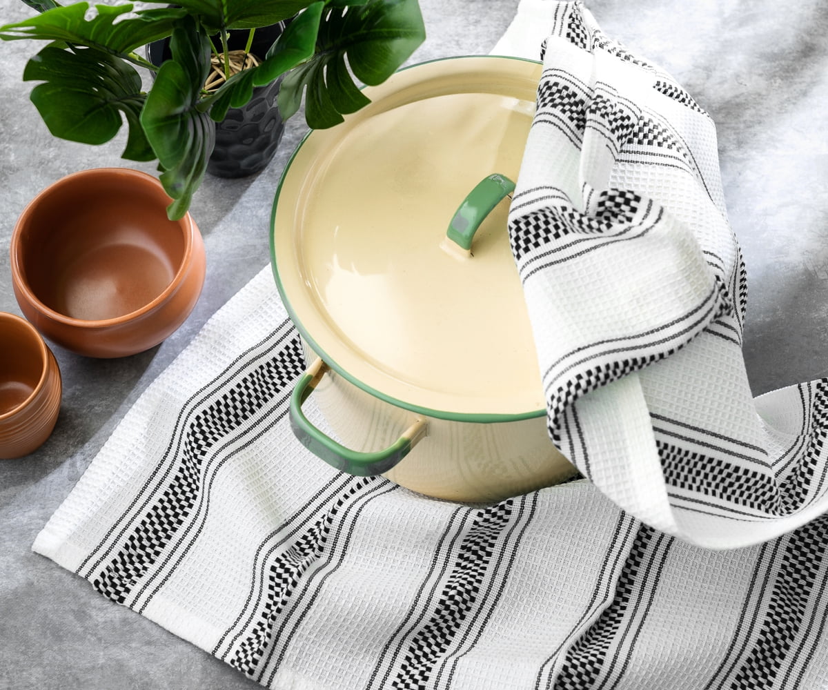 WHITEWRAP Kitchen Towels | Cotton Dish Towels for Drying Dishes| Absorbent  Kitchen Dish Towels, Dish Cloths| Tea Towels for Embroidery|18x28 Solid