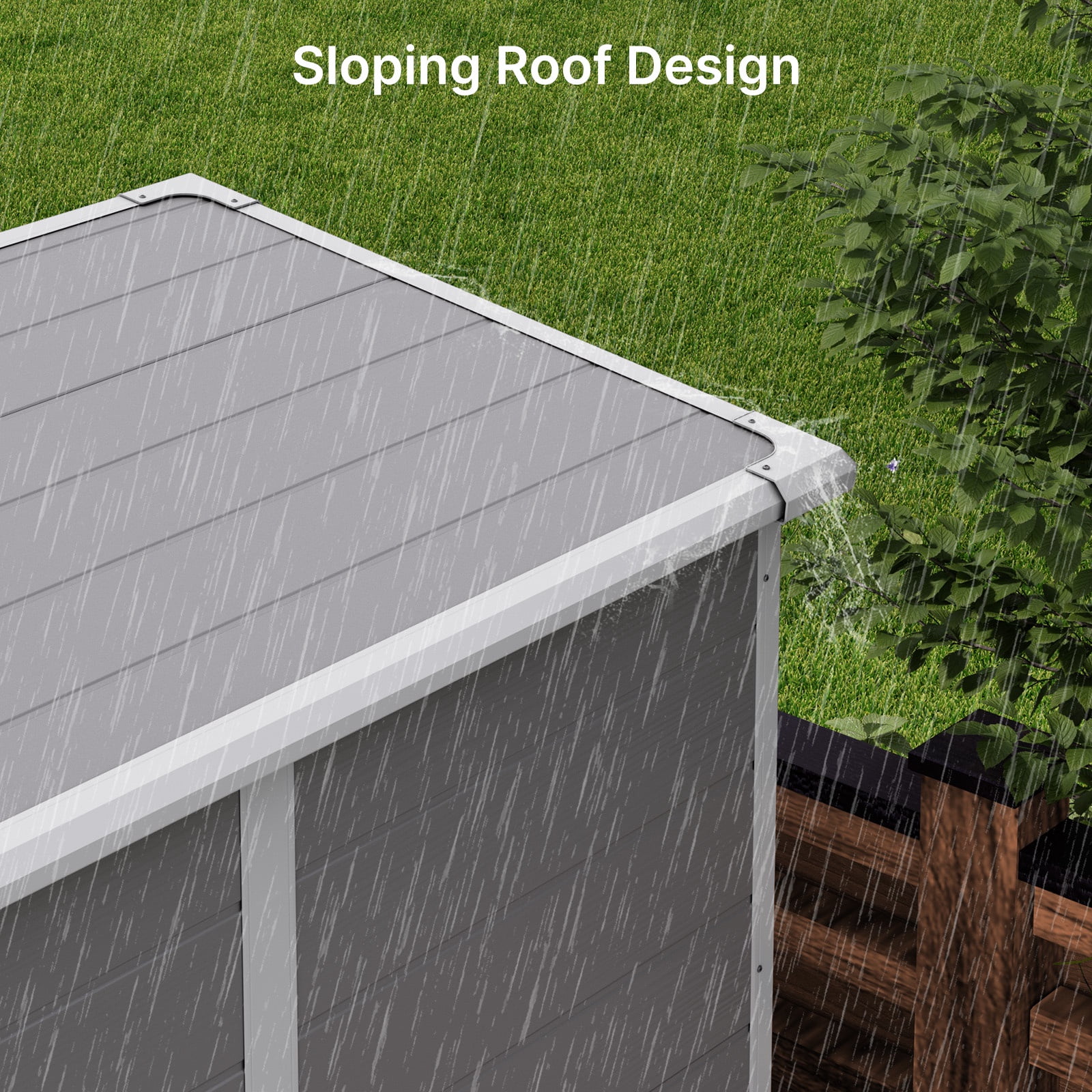 5x3 FT Storage Shed with Floor, Outdoor Plastic Shed with Window for Patio|Garden|Backyard, Grey