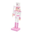 thumbnail image 3 of Cascanueces de Navidad, soldado, de madera, de escritorio, color rosa, 15 pulgadas Espada Blanca, 3 of 9