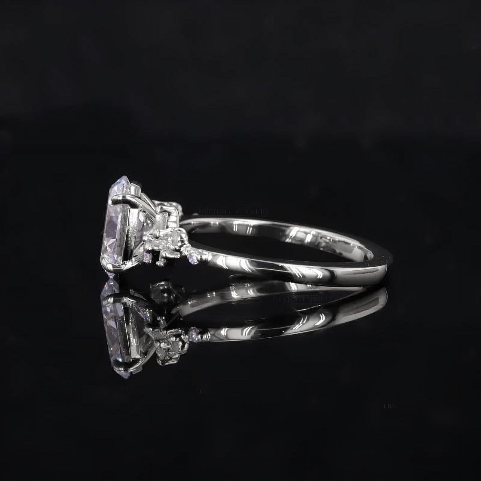 solitaire jewels Unique SnowDrift Oval Moissanite Engagement Ring For Women, 14K White Gold