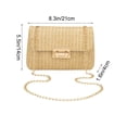 thumbnail image 3 of Straw Crossbody Shoulder Bag with Double Zipper and Chain Strap, Small Square Korean Style Summer Purse for Women, Beige Khaki Woven Handbag for Beach, Travel, Casual Outfits, 3 of 6