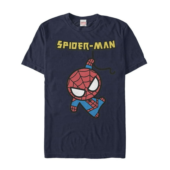 Men's Marvel Cartoon Kawaii Spider-Man Graphic Tee Navy Blue Small