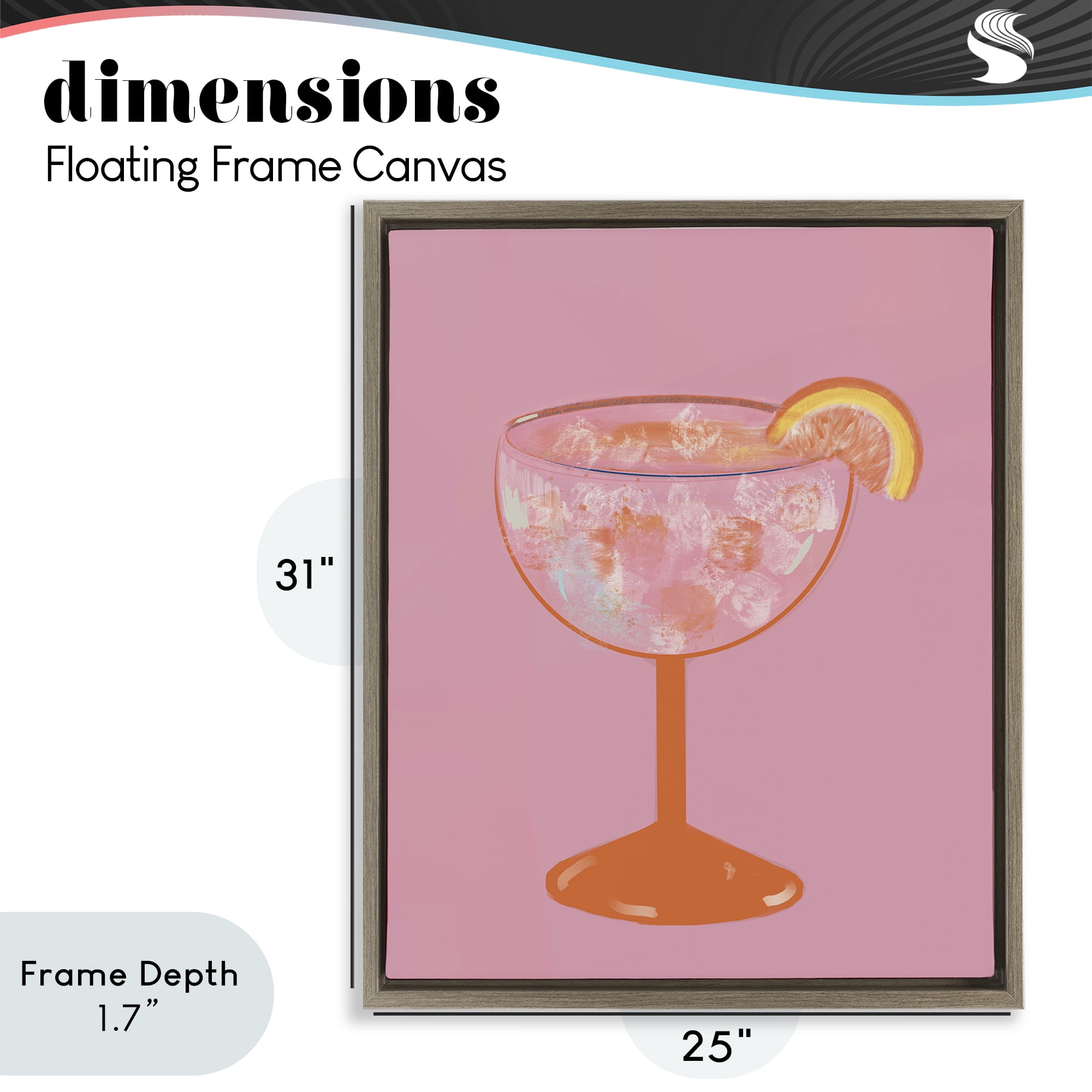 Stupell Industries Paloma Glass over Pink Brown Framed Floater Canvas Wall Art, design by Robin Maria