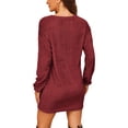 thumbnail image 5 of Fangasis Women Mini Dresses Crew Neck Pullover Jumper Long Sleeve Sweater Dress Ladies Loose Plain Winter Wine Red XL, 5 of 6